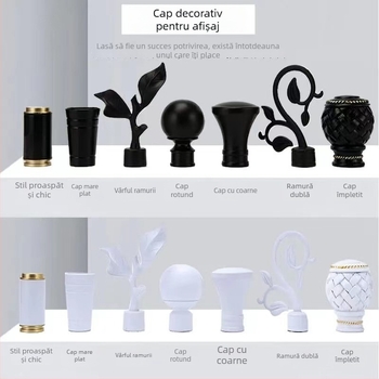 Suport pentru bara de perdea îngroșată Nordic-Roman | Material: aliaj de zinc | Stil modern minimalist | Compatibil cu bare simple sau duble | Montaj lateral superior