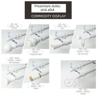 Suport pentru bara de perdea îngroșată Nordic-Roman | Material: aliaj de zinc | Stil modern minimalist | Compatibil cu bare simple sau duble | Montaj lateral superior