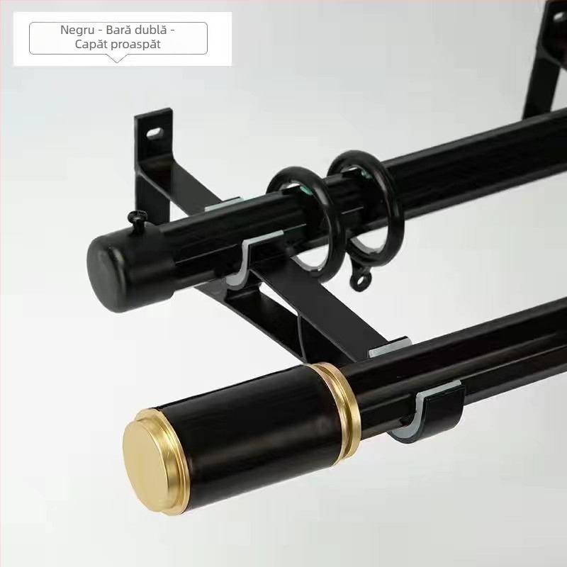 Suport pentru bara de perdea îngroșată Nordic-Roman | Material: aliaj de zinc | Stil modern minimalist | Compatibil cu bare simple sau duble | Montaj lateral superior