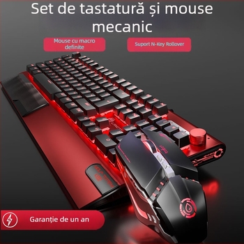 Tastatură mecanică K1000, 104 taste, conectare prin cablu, iluminare RGB, corp metalic, cablu de 1,5 m.