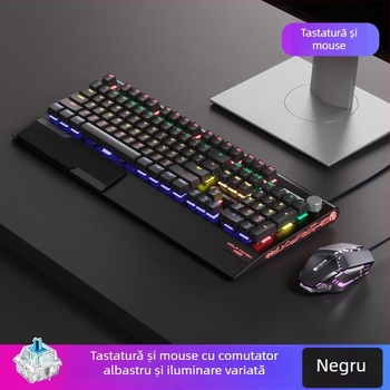 Tastatură mecanică K1000, 104 taste, conectare prin cablu, iluminare RGB, corp metalic, cablu de 1,5 m.