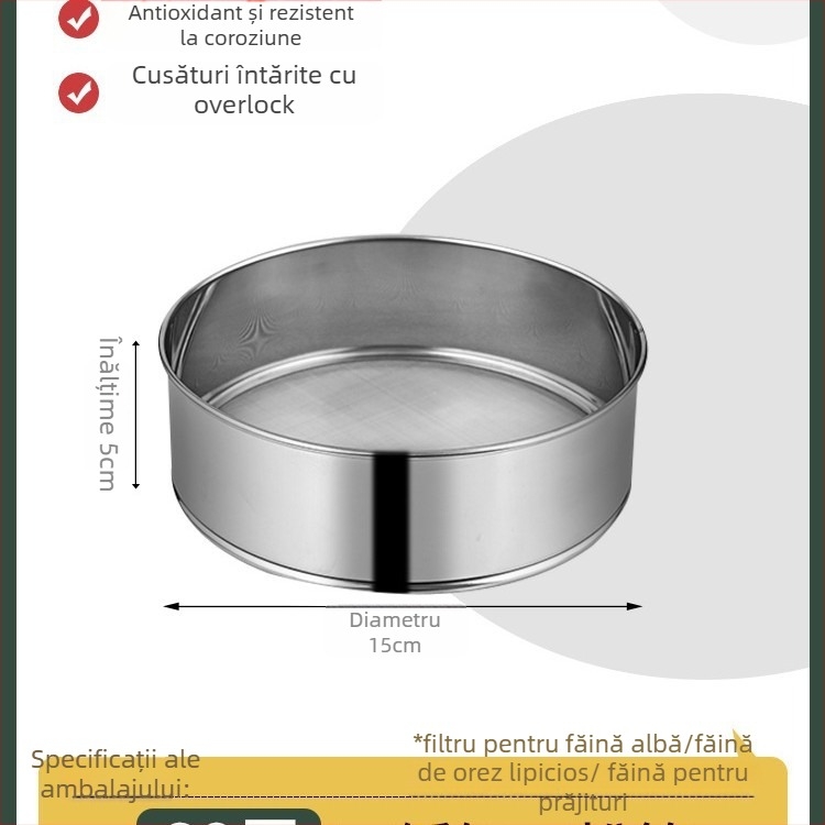 Sită de făină din oțel inoxidabil 304, plasă ultrafină 40/60 pentru coacere