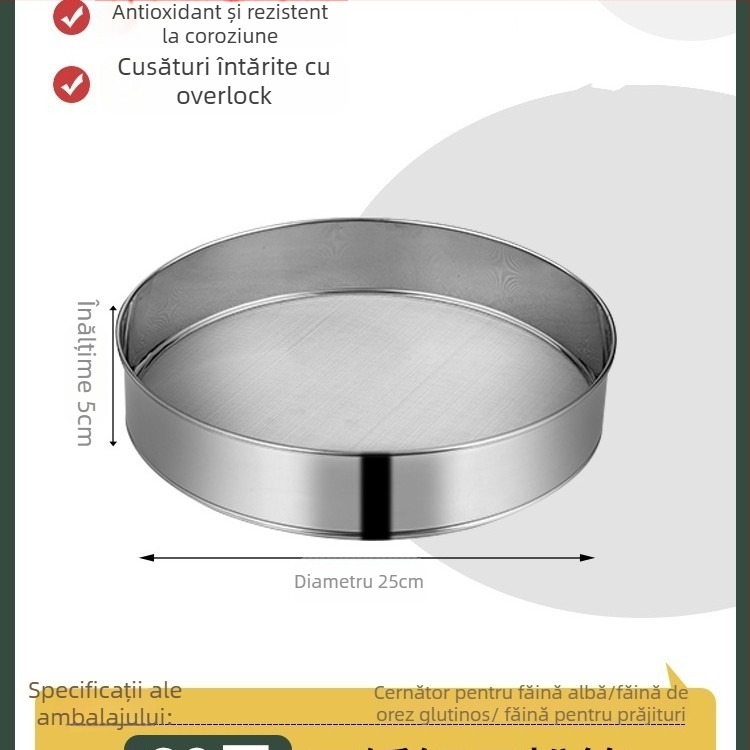 Sită de făină din oțel inoxidabil 304, plasă ultrafină 40/60 pentru coacere