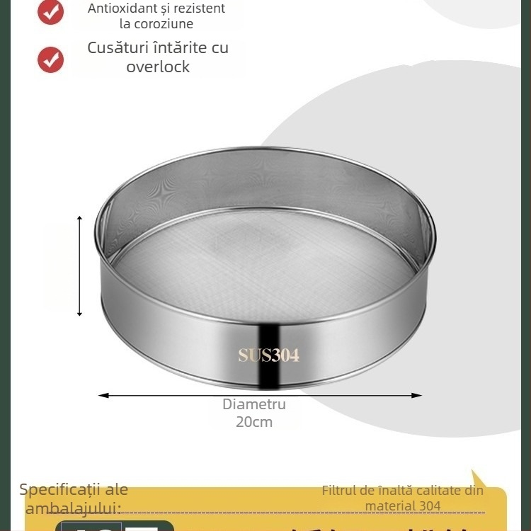 Sită de făină din oțel inoxidabil 304, plasă ultrafină 40/60 pentru coacere