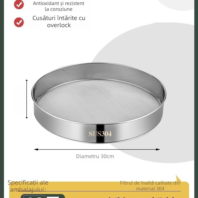 Sită de făină din oțel inoxidabil 304, plasă ultrafină 40/60 pentru coacere