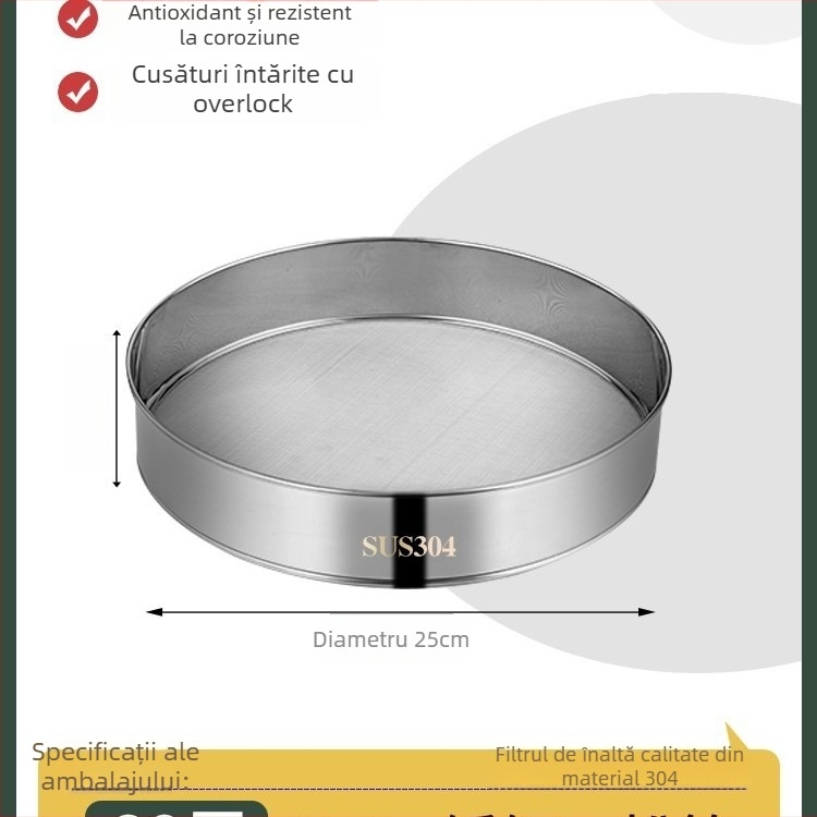 Sită de făină din oțel inoxidabil 304, plasă ultrafină 40/60 pentru coacere