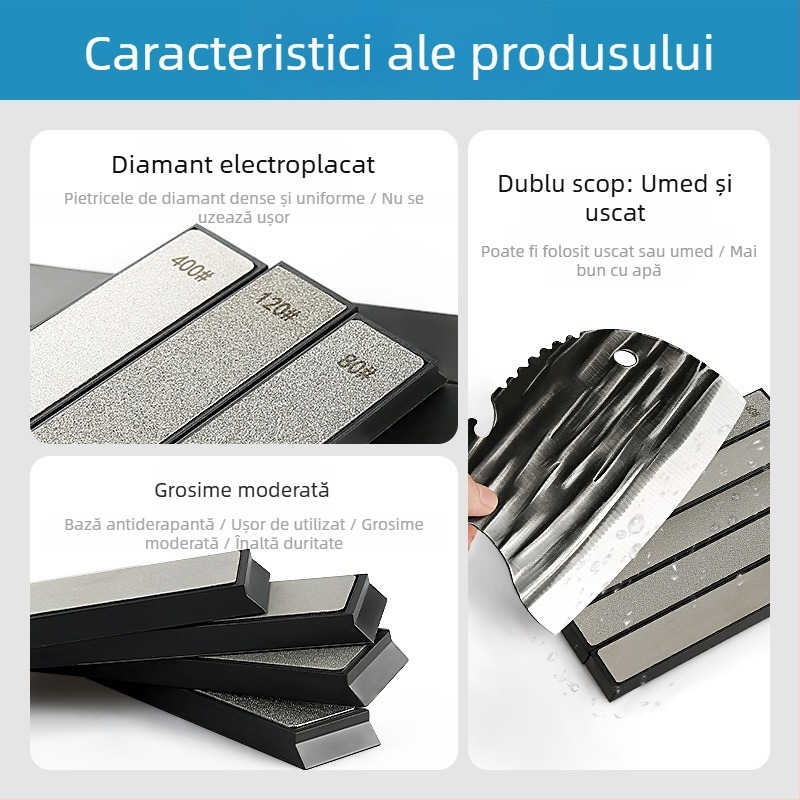 Piatră de șlefuit diamant pentru ascuțit lame — potrivită pentru metal, plăci ceramice, jad și sticlă; unealtă de șlefuire cu unghi fix pentru șlefuire și lustruire (Chuanxing)