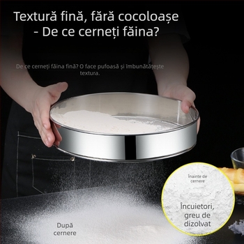 Sei pentru făină din oțel inoxidabil 304, mâner, ultrafin cu plasă de 60 ochi, brand Runnuo, origine Chaozhou, Guangdong