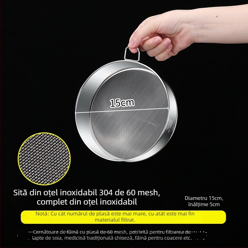 Sei pentru făină din oțel inoxidabil 304, mâner, ultrafin cu plasă de 60 ochi, brand Runnuo, origine Chaozhou, Guangdong
