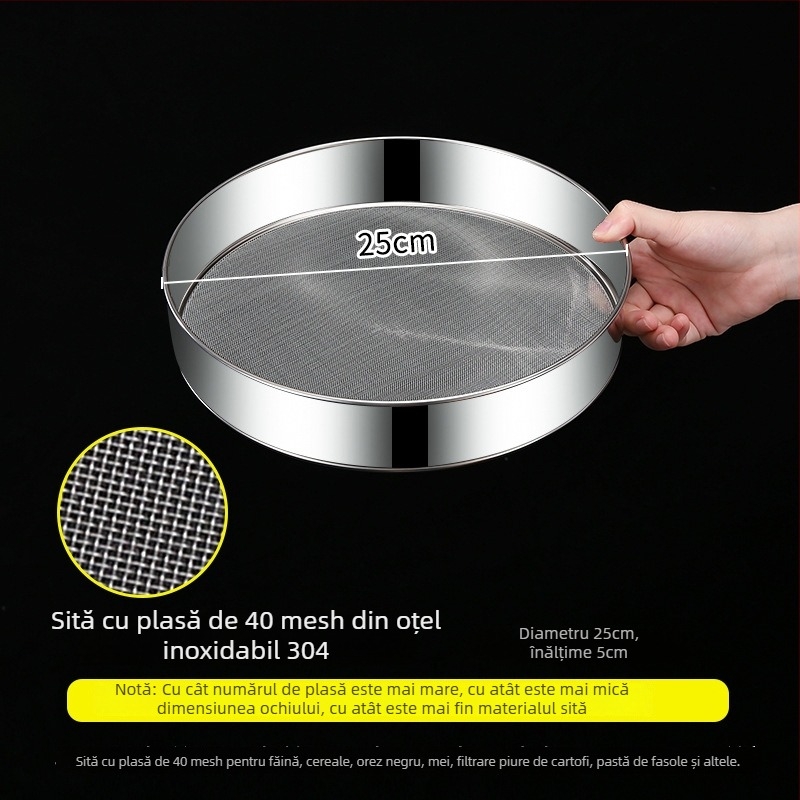 Sei pentru făină din oțel inoxidabil 304, mâner, ultrafin cu plasă de 60 ochi, brand Runnuo, origine Chaozhou, Guangdong