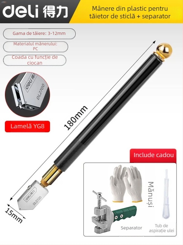 MOBAI Tăietor de sticlă diamantat pentru sticlă groasă și tăierea plăcilor