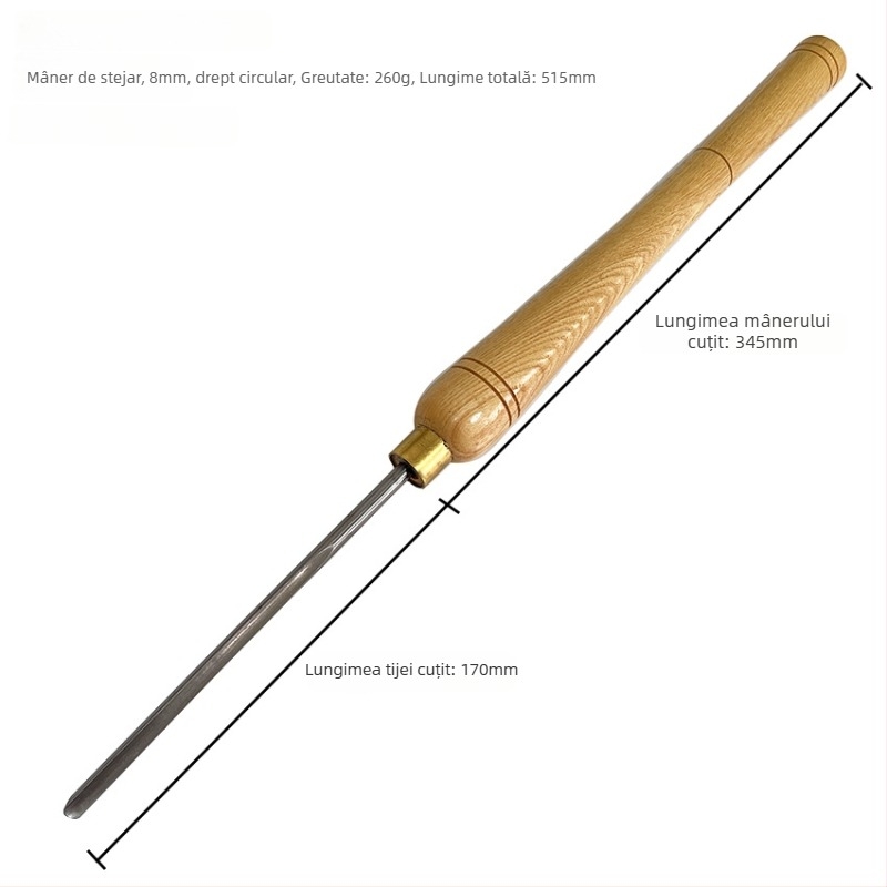 YIBEI Instrument pentru prelucrarea lemnului cu Ash wood handle, semi-circular design, lamă HSS