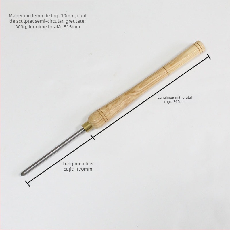 YIBEI Instrument pentru prelucrarea lemnului cu Ash wood handle, semi-circular design, lamă HSS