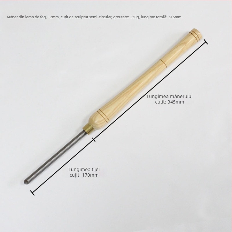 YIBEI Instrument pentru prelucrarea lemnului cu Ash wood handle, semi-circular design, lamă HSS