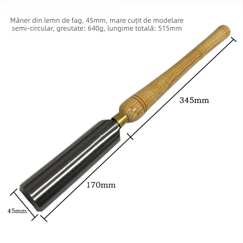 YIBEI Instrument pentru prelucrarea lemnului cu Ash wood handle, semi-circular design, lamă HSS