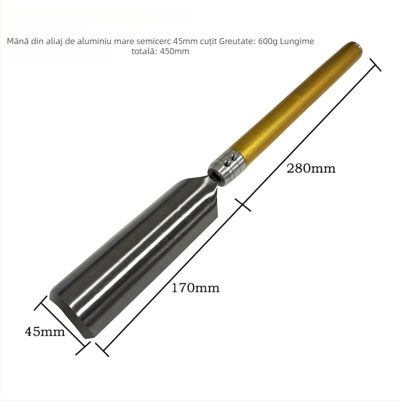 YIBEI Instrument pentru prelucrarea lemnului cu Ash wood handle, semi-circular design, lamă HSS