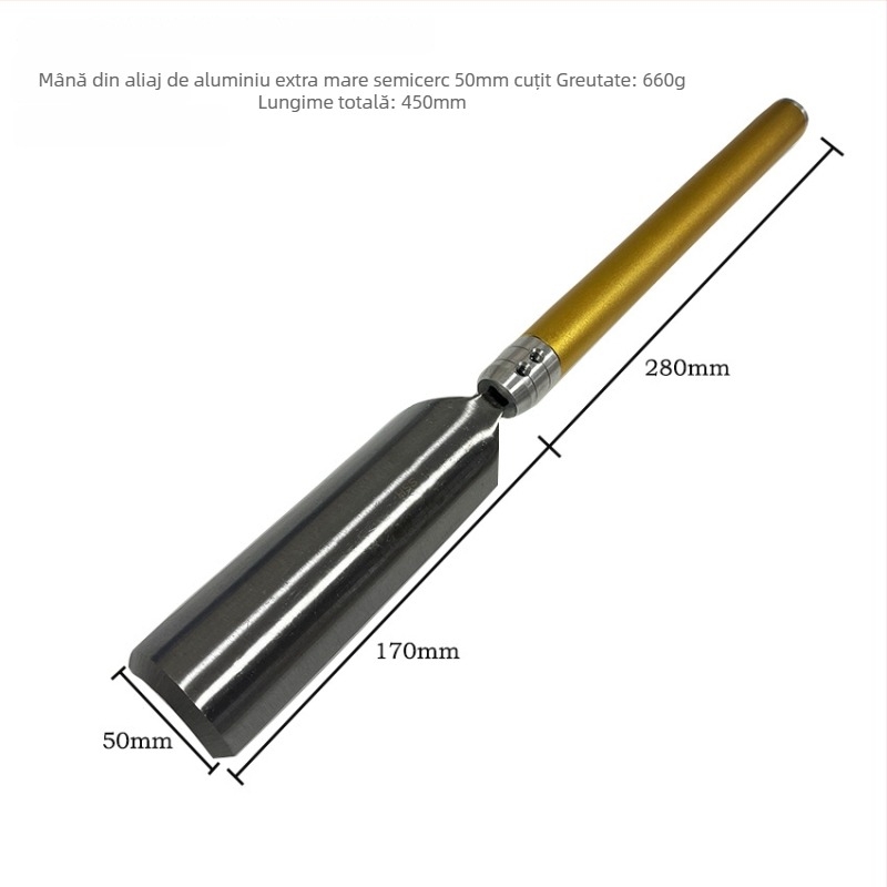 YIBEI Instrument pentru prelucrarea lemnului cu Ash wood handle, semi-circular design, lamă HSS