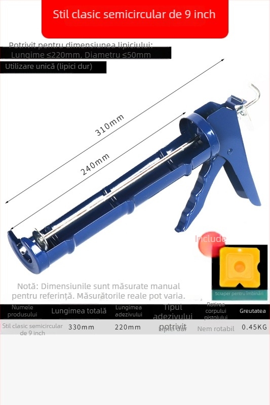 Pistol de lipit pentru sticlă, automat, economisește efort, pistol de lipit structural pentru construcții