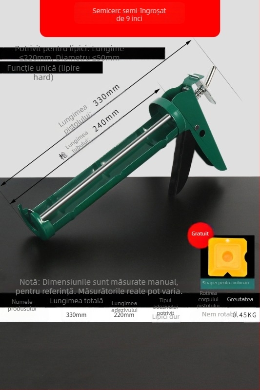 Pistol de lipit pentru sticlă, automat, economisește efort, pistol de lipit structural pentru construcții