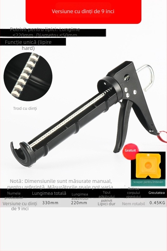 Pistol de lipit pentru sticlă, automat, economisește efort, pistol de lipit structural pentru construcții