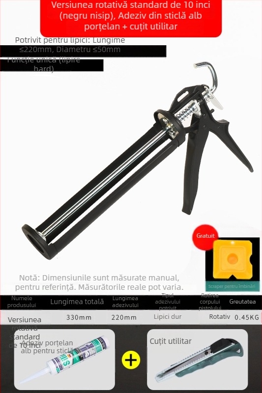 Pistol de lipit pentru sticlă, automat, economisește efort, pistol de lipit structural pentru construcții