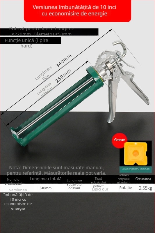 Pistol de lipit pentru sticlă, automat, economisește efort, pistol de lipit structural pentru construcții