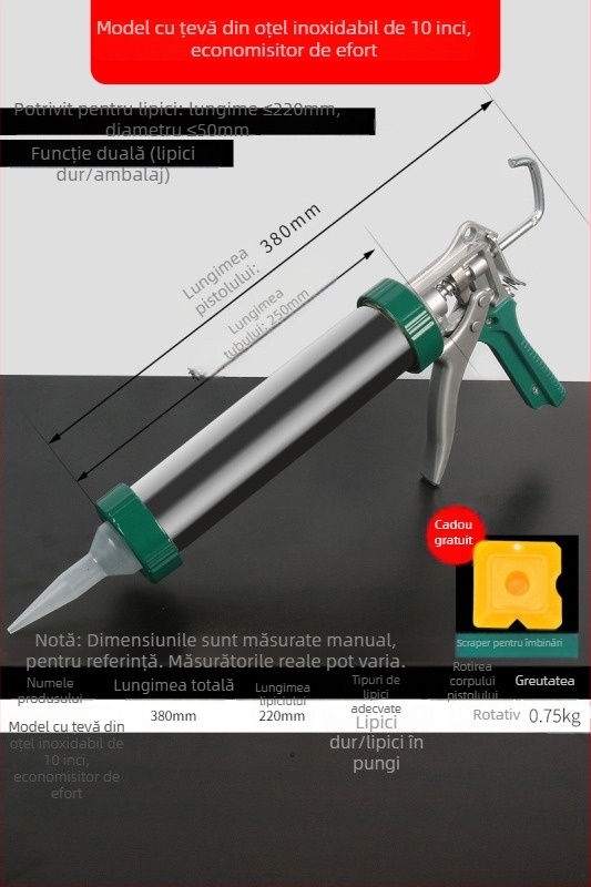 Pistol de lipit pentru sticlă, automat, economisește efort, pistol de lipit structural pentru construcții