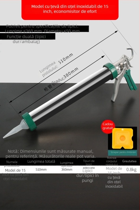 Pistol de lipit pentru sticlă, automat, economisește efort, pistol de lipit structural pentru construcții