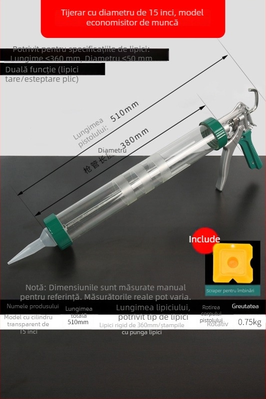 Pistol de lipit pentru sticlă, automat, economisește efort, pistol de lipit structural pentru construcții