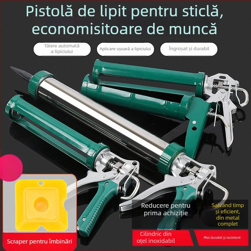 Pistol de lipit pentru sticlă, automat, economisește efort, pistol de lipit structural pentru construcții
