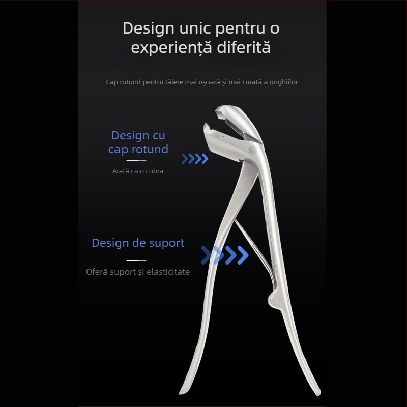 Clește de unghii din oțel inoxidabil, design cotit, economie de efort, anti-splash, deschidere mare