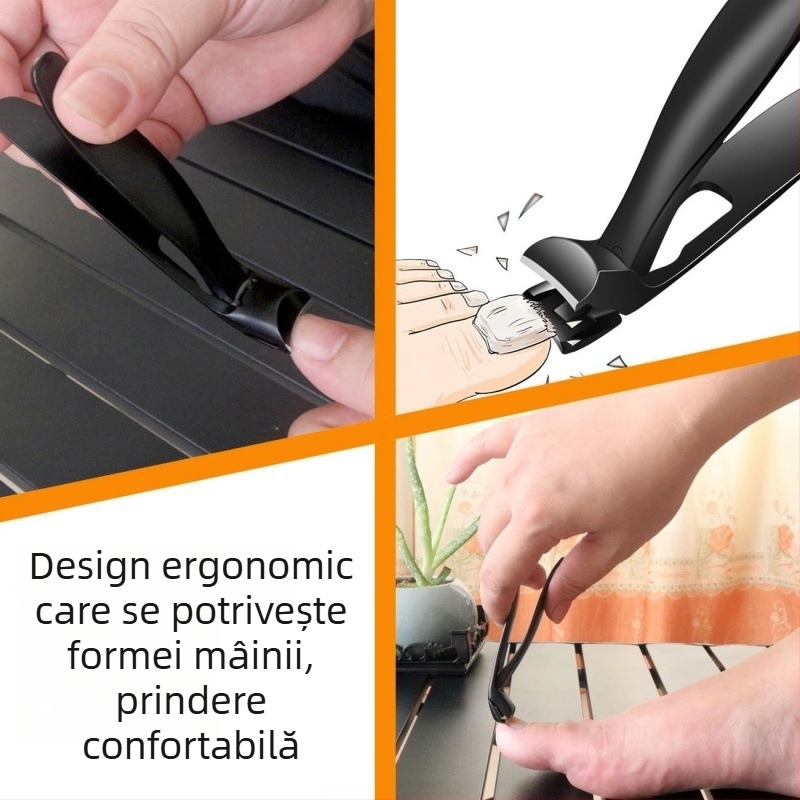 Clește de unghii din oțel inoxidabil, design cotit, economie de efort, anti-splash, deschidere mare