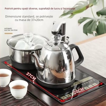 Smart Speed Plită electrică pentru ceai cu alimentare automată a apei, din oțel inoxidabil, set 4 în 1, ambalare în tavă