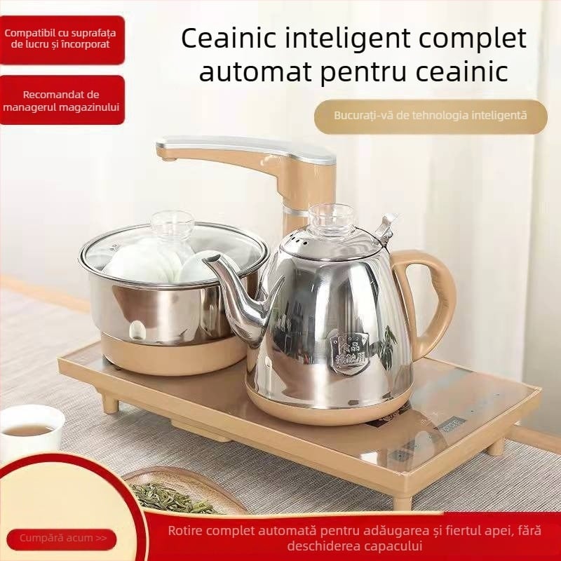 Smart Speed Plită electrică pentru ceai cu alimentare automată a apei, din oțel inoxidabil, set 4 în 1, ambalare în tavă
