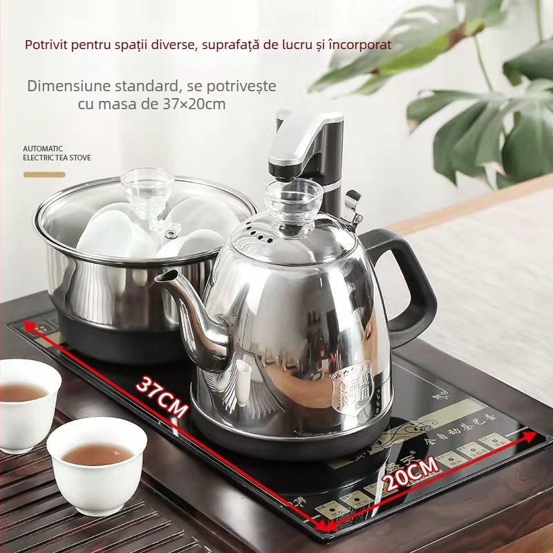 Smart Speed Plită electrică pentru ceai cu alimentare automată a apei, din oțel inoxidabil, set 4 în 1, ambalare în tavă