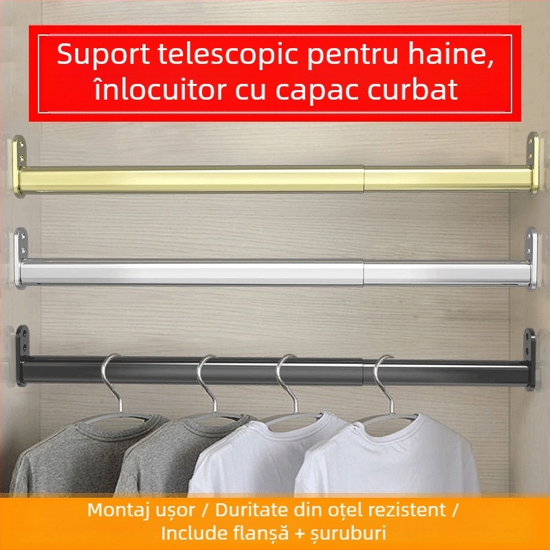 Bară de umerașe din oțel inoxidabil – extensibilă, pentru garderobă, în interiorul dulapului, accesorii pentru haine