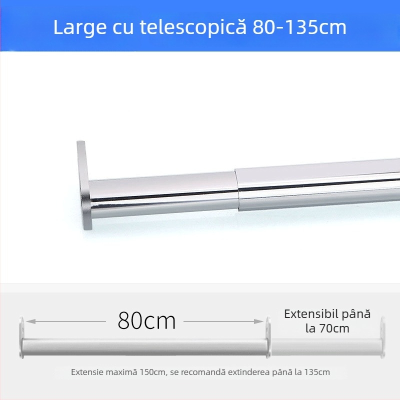 Bară de umerașe din oțel inoxidabil – extensibilă, pentru garderobă, în interiorul dulapului, accesorii pentru haine
