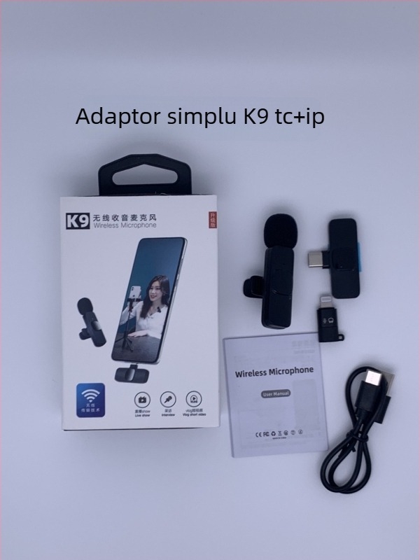 Microfon lavalier K9, cablat pentru înregistrare profesională și difuzare live, SNR ≥70 dB, baterie încorporată, 5V/5W, autonomie 1-3 h