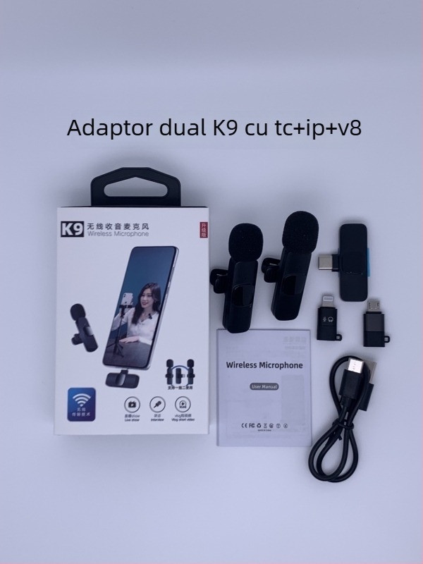 Microfon lavalier K9, cablat pentru înregistrare profesională și difuzare live, SNR ≥70 dB, baterie încorporată, 5V/5W, autonomie 1-3 h