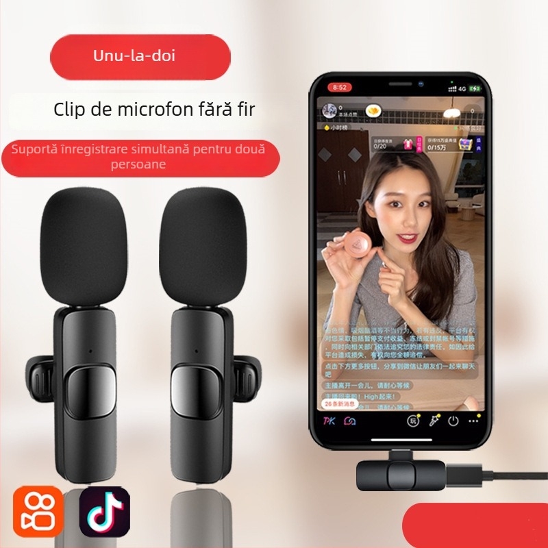 Microfon lavalier K9, cablat pentru înregistrare profesională și difuzare live, SNR ≥70 dB, baterie încorporată, 5V/5W, autonomie 1-3 h