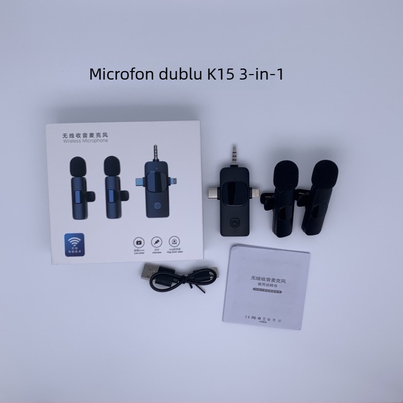 Microfon lavalier K9, cablat pentru înregistrare profesională și difuzare live, SNR ≥70 dB, baterie încorporată, 5V/5W, autonomie 1-3 h