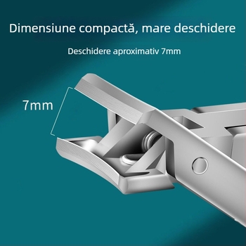 Clește de unghii pliabil, cu pila pentru unghii și foarfecă pentru unghii – oțel inoxidabil, cod M080, portabil/plat pentru uz casnic, instrument universal de îngrijire