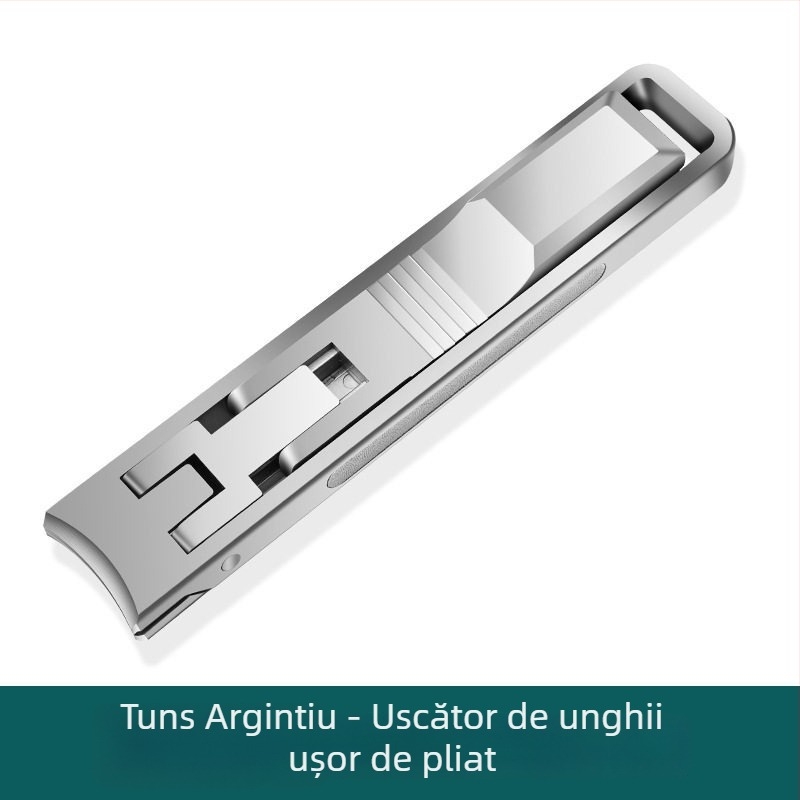Clește de unghii pliabil, cu pila pentru unghii și foarfecă pentru unghii – oțel inoxidabil, cod M080, portabil/plat pentru uz casnic, instrument universal de îngrijire