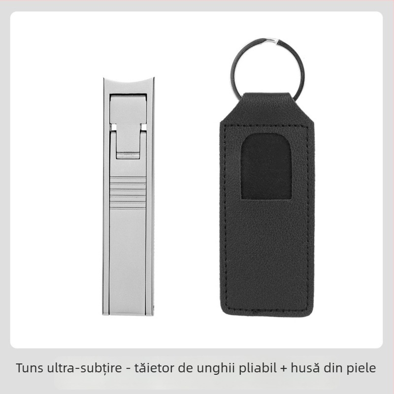 Clește de unghii pliabil, cu pila pentru unghii și foarfecă pentru unghii – oțel inoxidabil, cod M080, portabil/plat pentru uz casnic, instrument universal de îngrijire