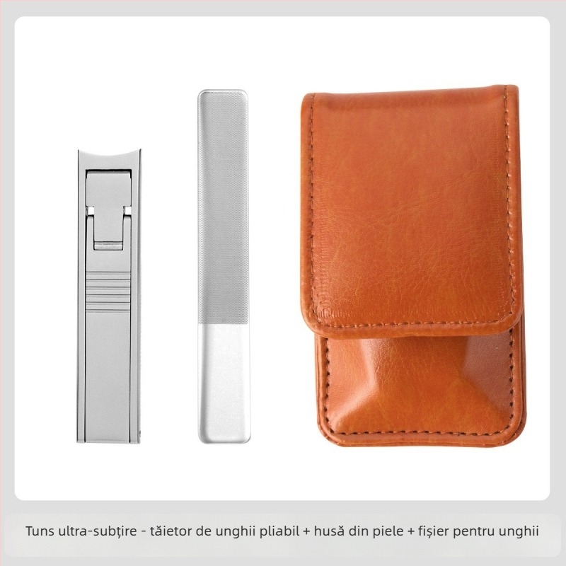 Clește de unghii pliabil, cu pila pentru unghii și foarfecă pentru unghii – oțel inoxidabil, cod M080, portabil/plat pentru uz casnic, instrument universal de îngrijire
