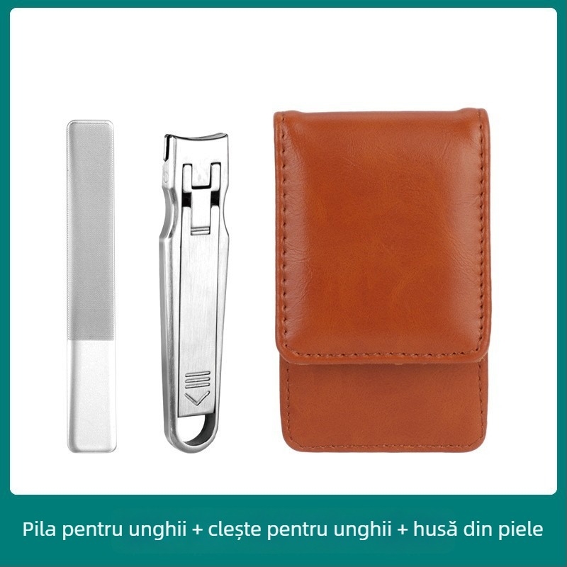 Clește de unghii pliabil, cu pila pentru unghii și foarfecă pentru unghii – oțel inoxidabil, cod M080, portabil/plat pentru uz casnic, instrument universal de îngrijire