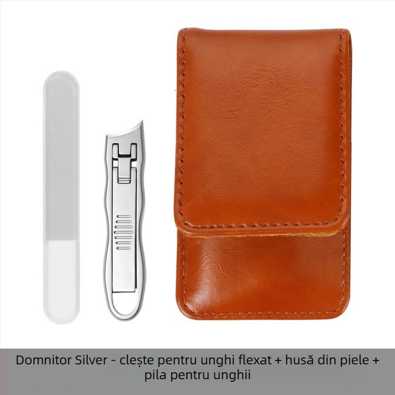 Clește de unghii pliabil, cu pila pentru unghii și foarfecă pentru unghii – oțel inoxidabil, cod M080, portabil/plat pentru uz casnic, instrument universal de îngrijire