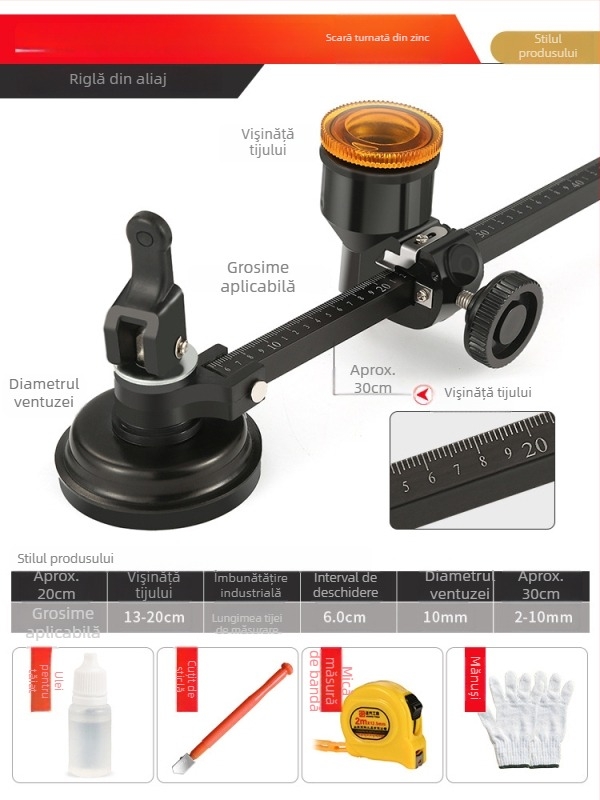 Tăietor circular pentru sticlă cu compas pentru găuri — unelte circulare de tăiere a sticlei (Origine: Mainland China; Tip: Other; Marcă: Other; Domeniu: Other)