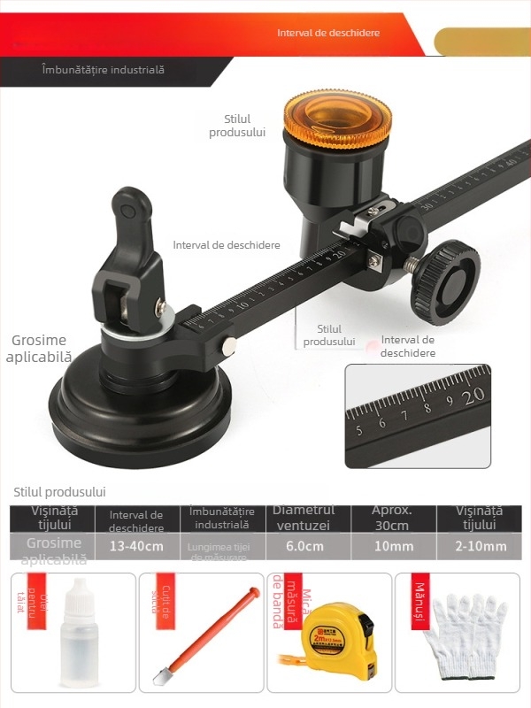 Tăietor circular pentru sticlă cu compas pentru găuri — unelte circulare de tăiere a sticlei (Origine: Mainland China; Tip: Other; Marcă: Other; Domeniu: Other)