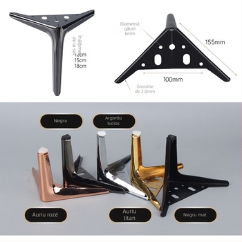 Picioare metalice semicercuri cu trei brațe pentru mobilier - pentru măsuțe de cafea și canapea - cupru, turnare, stil modern minimalist, potrivire universală